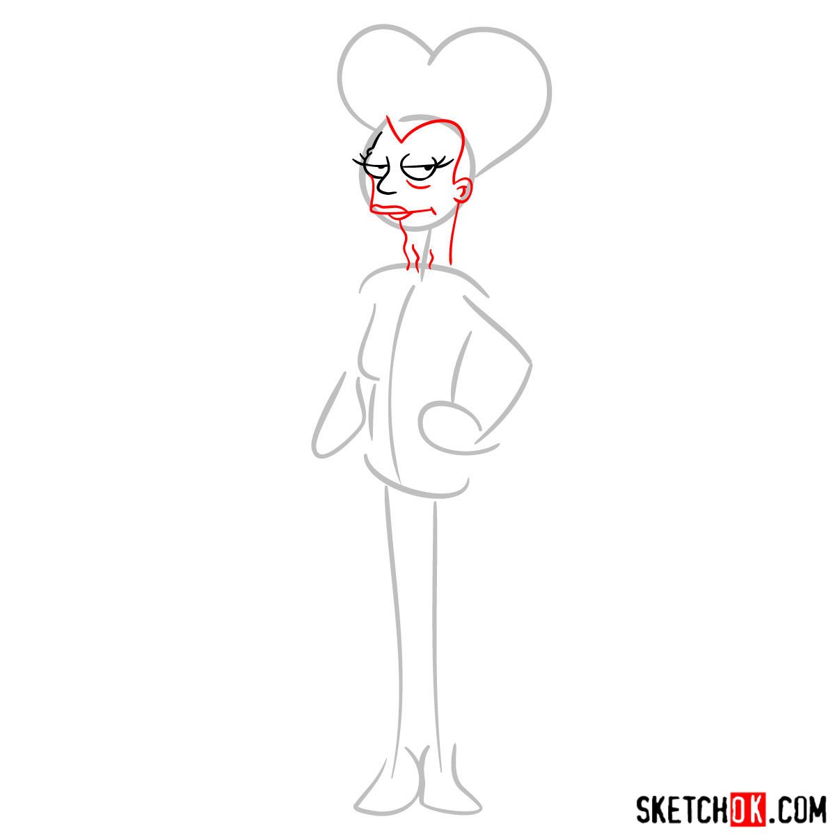 How to draw Mom from Futurama - step 03